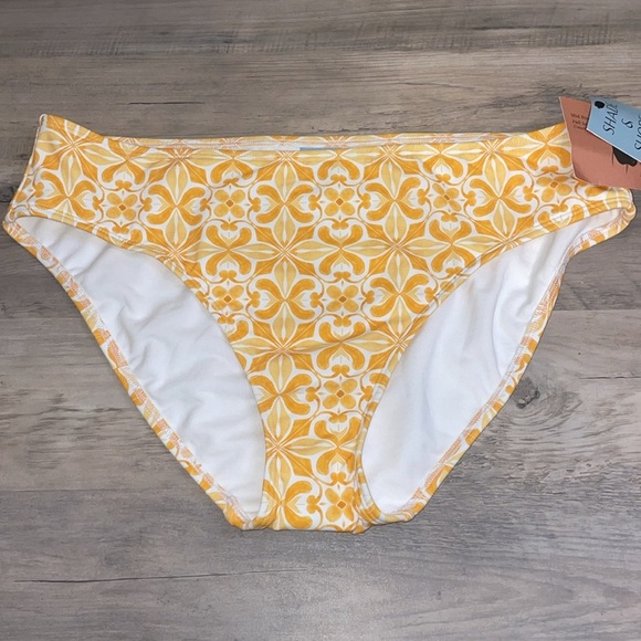 Shade & Shore womens bathing suit large 12 14 bottom bikini swim yellow NWT - Picture 1 of 7